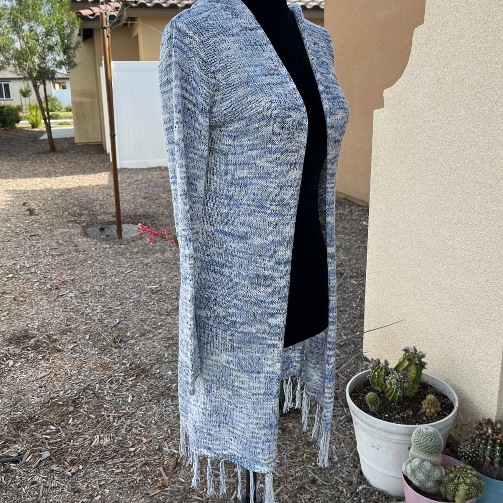 Mudd Blue & White Open Cardigan With Hood Girls Size 16 - Picture 16 of 16